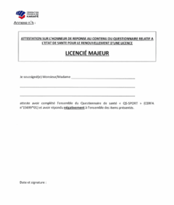 attestation majeur