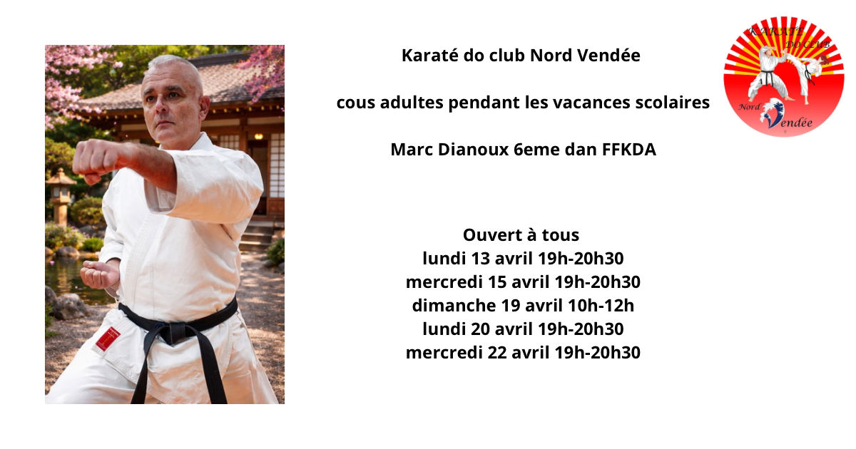 Karaté do club Nord Vendée cous adultes pendant les vacances scolaires cours adultes